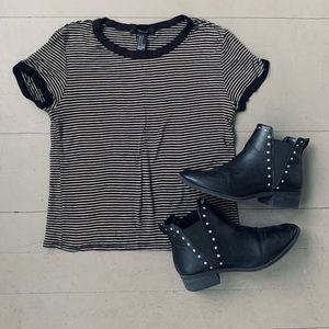 Forever 21 Striped Crop Top Tee